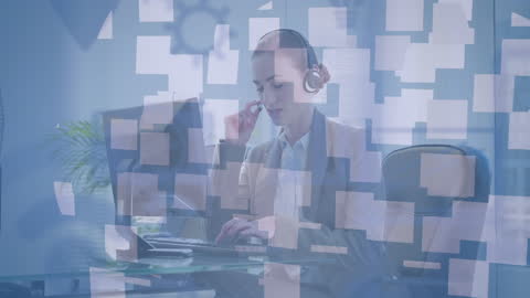 Animated Cloud Computing Concept with Businesswoman