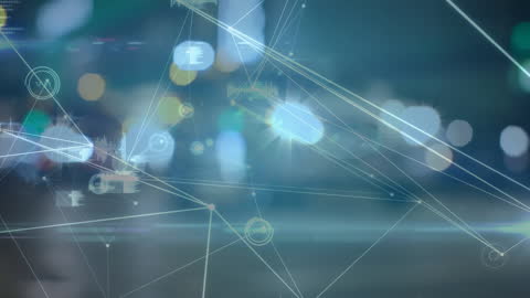 Futuristic Digital Interface with Network Connections and Data Points