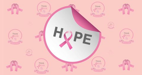Hope Sticker with Breast Cancer Awareness Ribbon - Download Free Stock Images Pikwizard.com