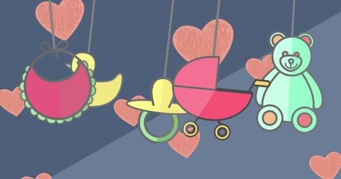 Adoption Celebration Baby Items on Heart Background - Download Free Stock Images Pikwizard.com