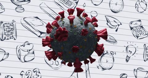 3D COVID-19 Virus Cell Floating over School Illustrations - Download Free Stock Images Pikwizard.com