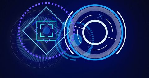 Futuristic Digital Scanning and Data Interface on Blue Background