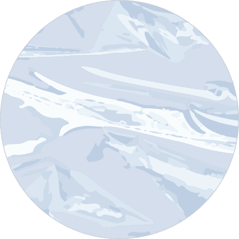 Abstract floating orb with blue marble swirls on transparent background