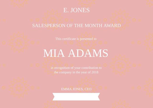 Elegant Floral Certificate Template for Recognition Awards with Pink Background - Download Free Stock Templates Pikwizard.com