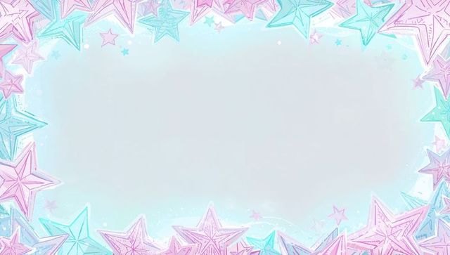 Pastel star frame with sparkling watercolor border and blank central panel for invitations
