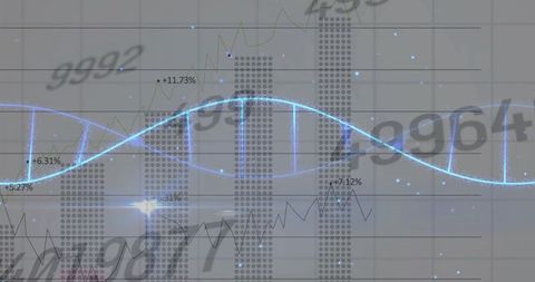Neon DNA Strand Overlapping Financial Data Analytics