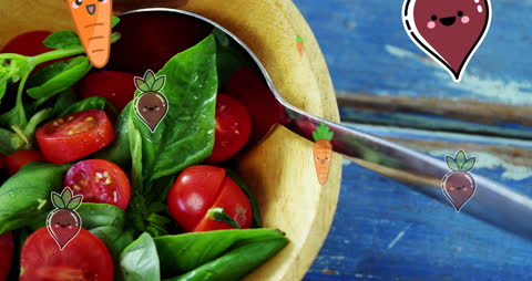 Fun Animated Produce Icons with Fresh Fruit Salad