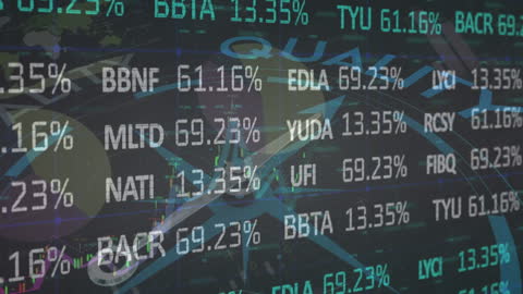 Financial Data Overlay with Compass Graphic Animation