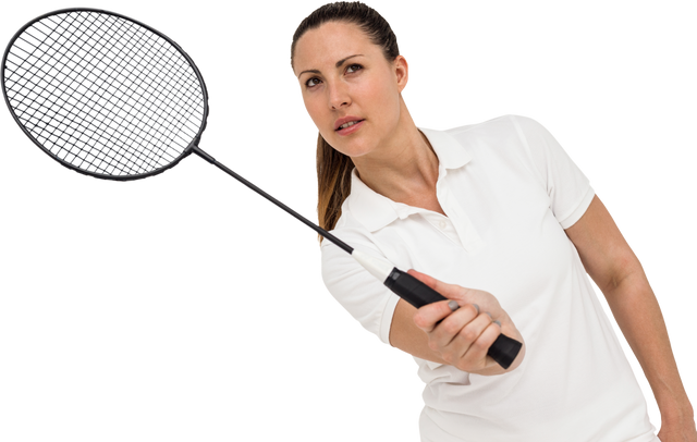 Female Badminton Player Holding Racket Standing Transparent Background - Download Free Stock Videos Pikwizard.com