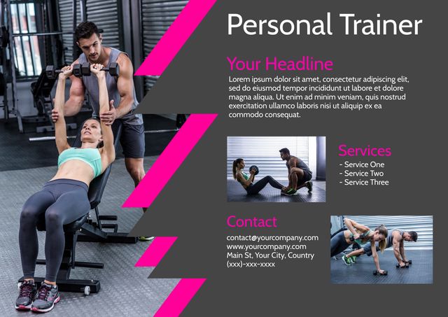 Personal Trainer Ad with Client Workouts and Motivation - Download Free Stock Templates Pikwizard.com