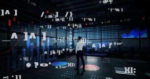 Data Analyst in Futuristic Control Room Reviewing Holographic Charts - Download Free Stock Images Pikwizard.com