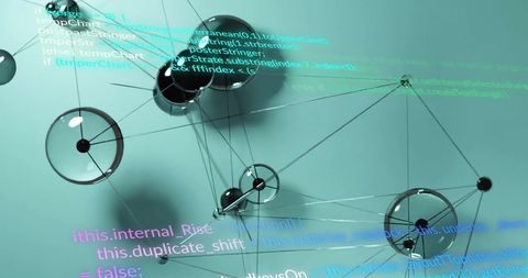 futuristic gear network with programming code overlay - Download Free Stock Images Pikwizard.com