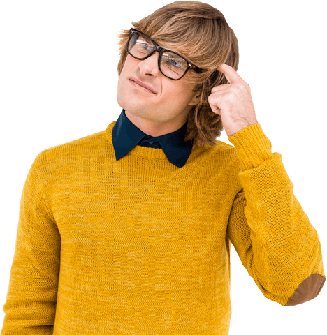transparent confused man in yellow sweater thinking - Download Free Stock Videos Pikwizard.com