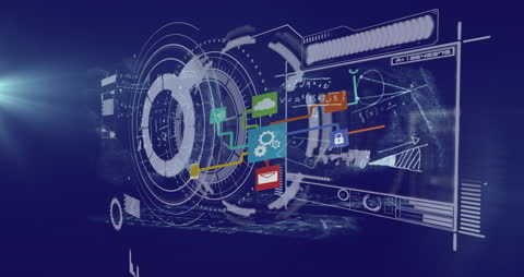Digital Interface Showing Data Processing with Diagram Elements