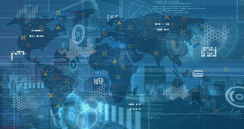 Global Digital Interface with Data Processing Elements - Download Free Stock Images Pikwizard.com