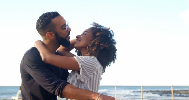 Romantic Couple Embracing Outdoors Near Ocean - Download Free Stock Images Pikwizard.com