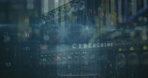 Digital Security Concept with Padlock and Cybercrime Text Overlay