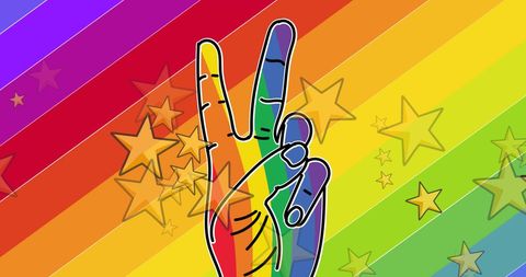 Vibrant Rainbow Hand Sign with Stars Promoting LGBT Rights - Download Free Stock Images Pikwizard.com