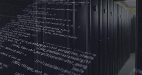 Digital Code Flowing Over Server in Data Center - Download Free Stock Images Pikwizard.com
