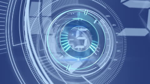 Futuristic Clock Animation with Digital Data Elements