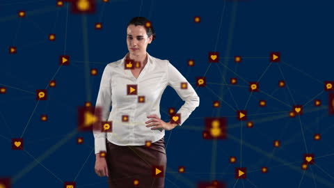 Businesswoman Connected in Digital Network Interface