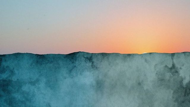 Minimalistic landscape with textured ridge and gradient sky