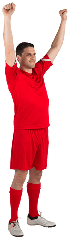 Transparent Cheerful Football Player Celebrating Victory