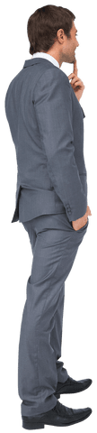 Thoughtful Businessman Standing on Transparent Background