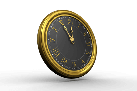 golden framed clock on transparent background with roman numerals - Download Free Stock Videos Pikwizard.com