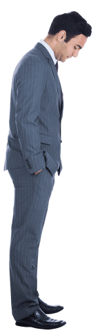 Transparent Businessman Looking Down Wearing Pinstripe Suit