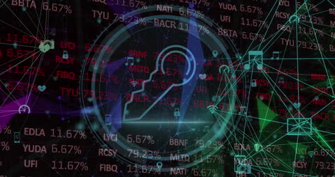 Futuristic Digital Network and Data Processing Animation