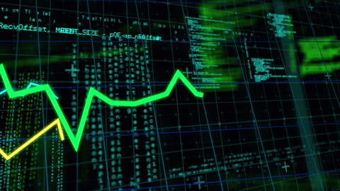 Animated Financial Graphs with Data on Digital Screen