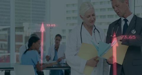 Medical Experts Analyzing Data with Digital Interface in Urban Office