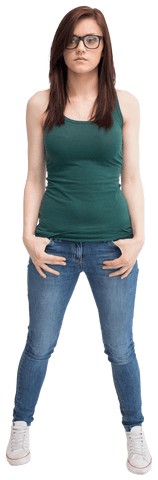 Transparent Image Woman Glasses Casual Jeans