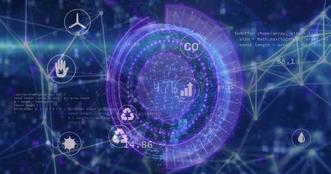 Futuristic Digital Interface with Data and Holographic Icons - Download Free Stock Images Pikwizard.com