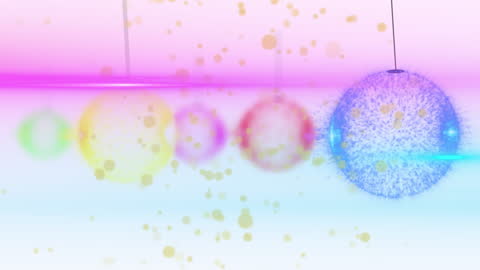Colorful Christmas Ornament Animation with Snow Falling