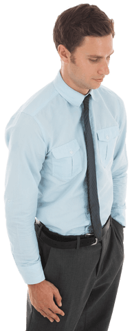 Transparent Confident Businessman in Formal Attire Posing