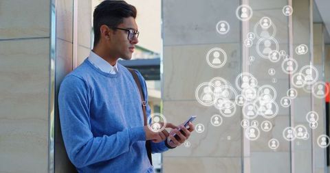 Young Professional Engaging in Social Media through Smartphone