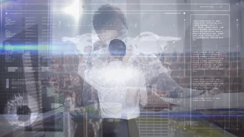 Digital Interface Animation Overlaying Business Environment