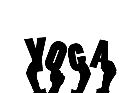 Hands Holding Yoga Text on Transparent Background for Fitness Message