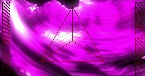 Abstract shapes over vibrant glowing pink background