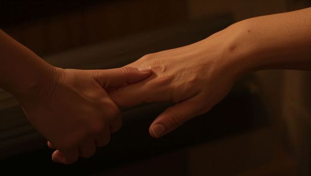 Hand Therapy Closeup Showing Thumb Pressure and Gentle Grip in Warm Treatment Room