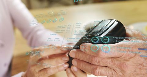 Digital financial transaction with futuristic data overlay