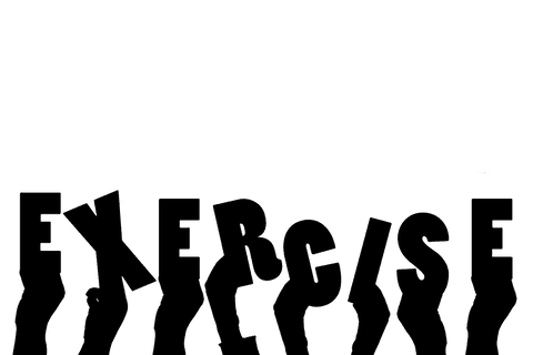 Stylized hands illustrating exercise on transparent background