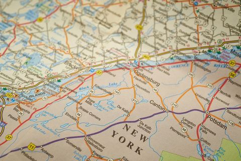 Detailed Map of Northern New York Region with Roads and Cities