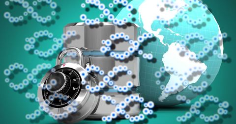 Global Data Security Concept with Combination Lock and Earth - Download Free Stock Images Pikwizard.com