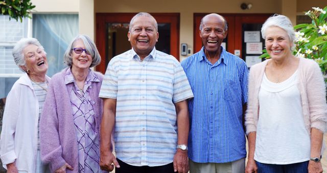 Group of happy senior friends enjoying time together outdoors - Download Free Stock Images Pikwizard.com