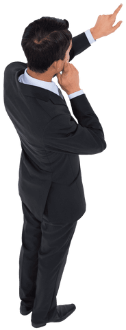 Transparent Back View of Thinking Asian Businessman Pointing - Download Free Stock Videos Pikwizard.com