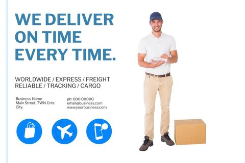 Reliable Delivery Services with Smile and Package - Download Free Stock Templates Pikwizard.com