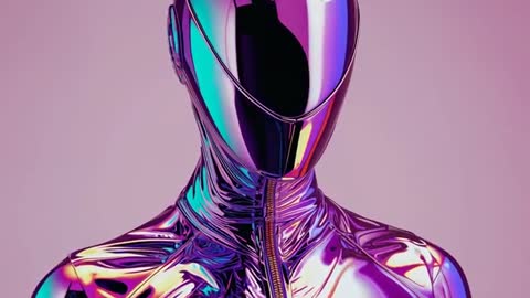 Futuristic Metallic Figure in Studio with Reflective Shifts